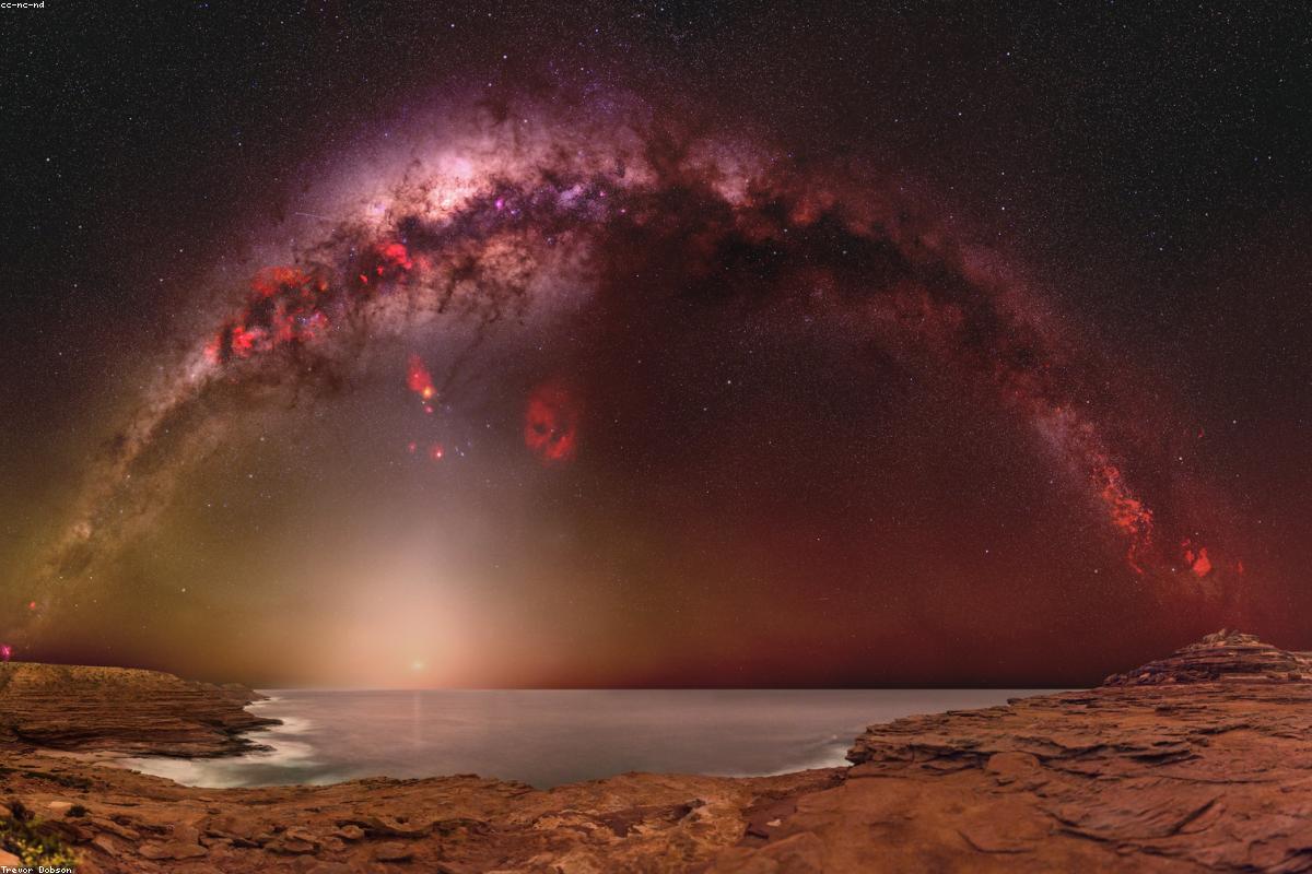 Milky Way arch low and wide panorama